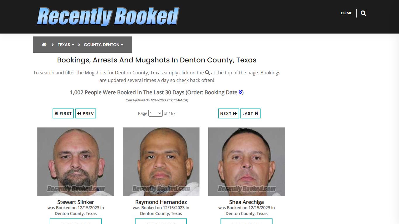 Recent bookings, Arrests, Mugshots in Denton County, Texas